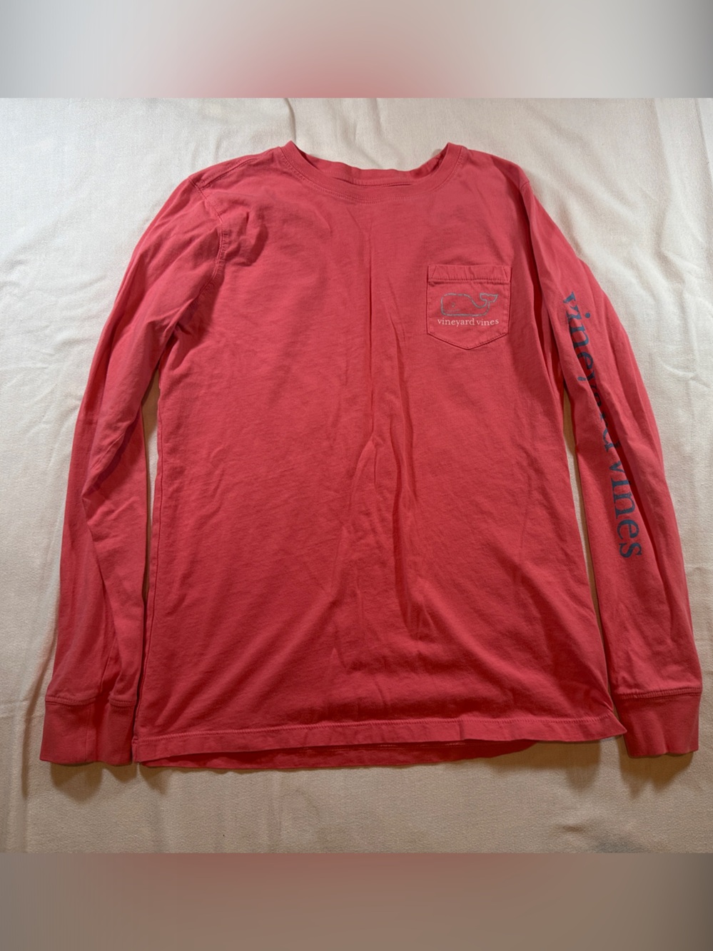 Vineyard Vines Long-Sleeve Pocket Tee in Coral